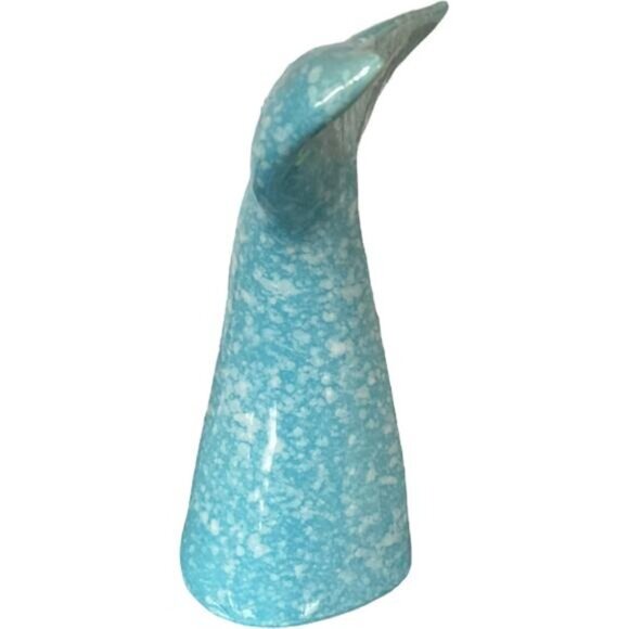 Ceramic Whale Tail Figurine Turquoise Blue Speckled 6 Inches Coastal Decor - Picture 3 of 7